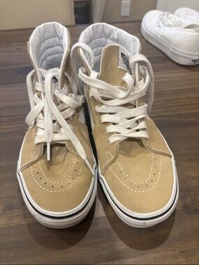 Vans High Top Sneakers in Tan and White